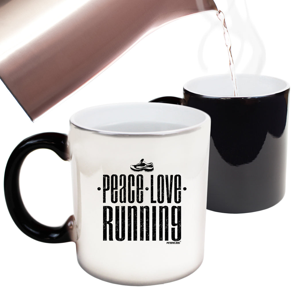 Pb Peace Love Running - Funny Colour Changing Mug