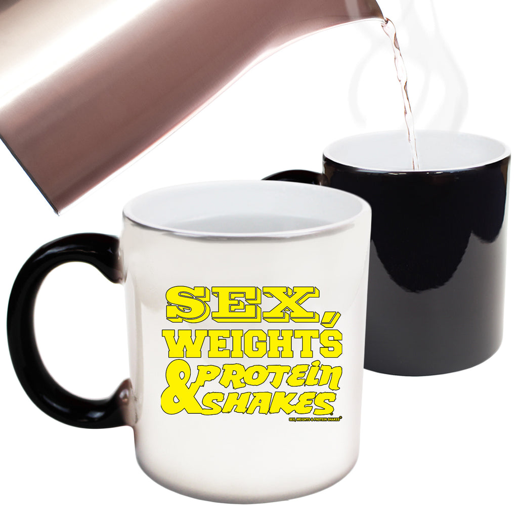 Swps Sex Weights Protein Shakes D1 Yellow - Funny Colour Changing Mug