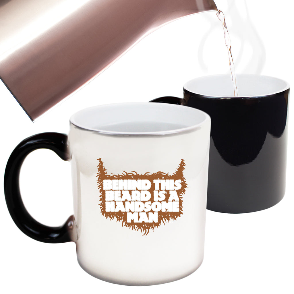 Behind This Beard Is A Handsome Man - Funny Colour Changing Mug Cup