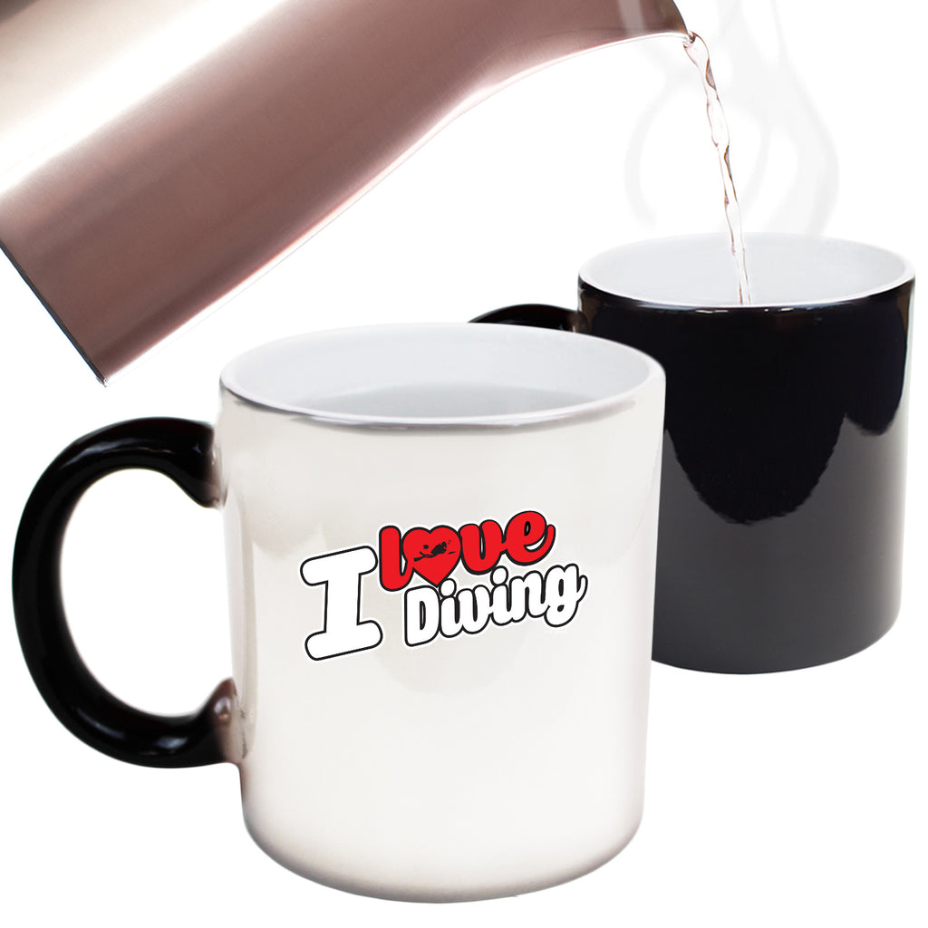 Ow I Love Diving Stencil - Funny Colour Changing Mug