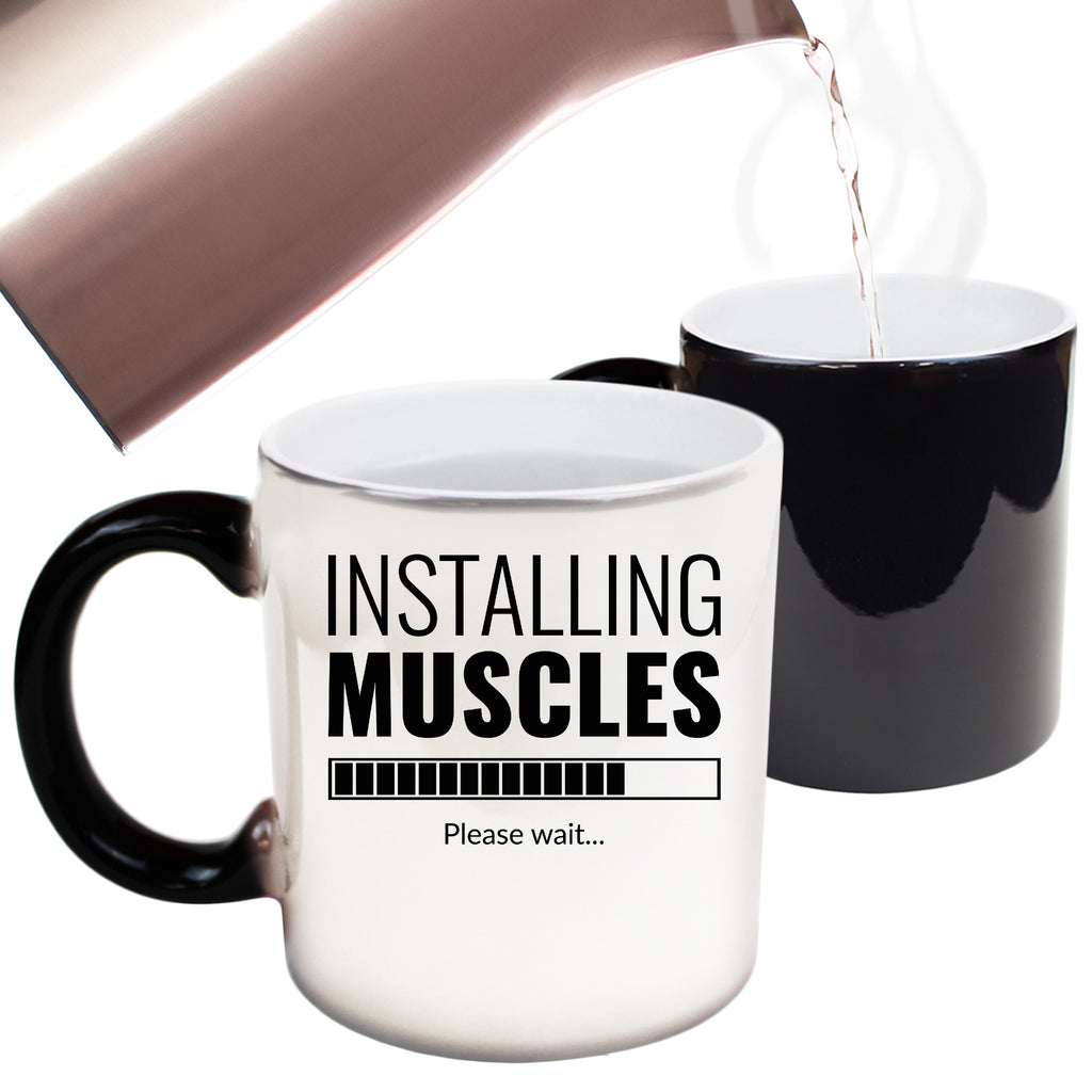 Installing Muscles Gym Bodybuilding Weights - Funny Colour Changing Mug