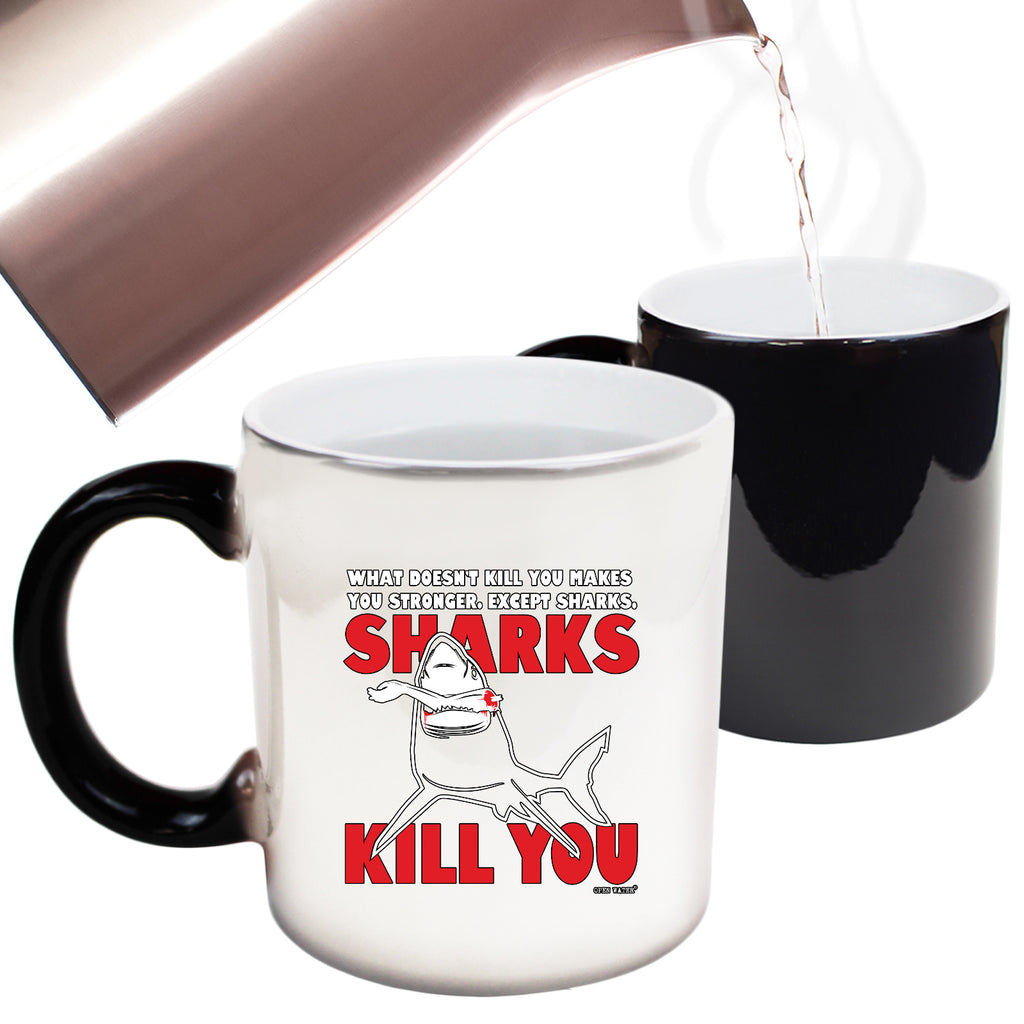 Ow Sharks Kill You - Funny Colour Changing Mug