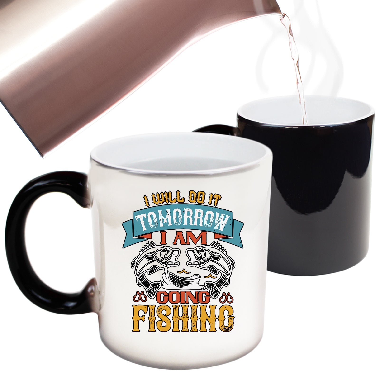 I Will Do It Tomorrow Going Fishing Fish - Funny Colour Changing Mug