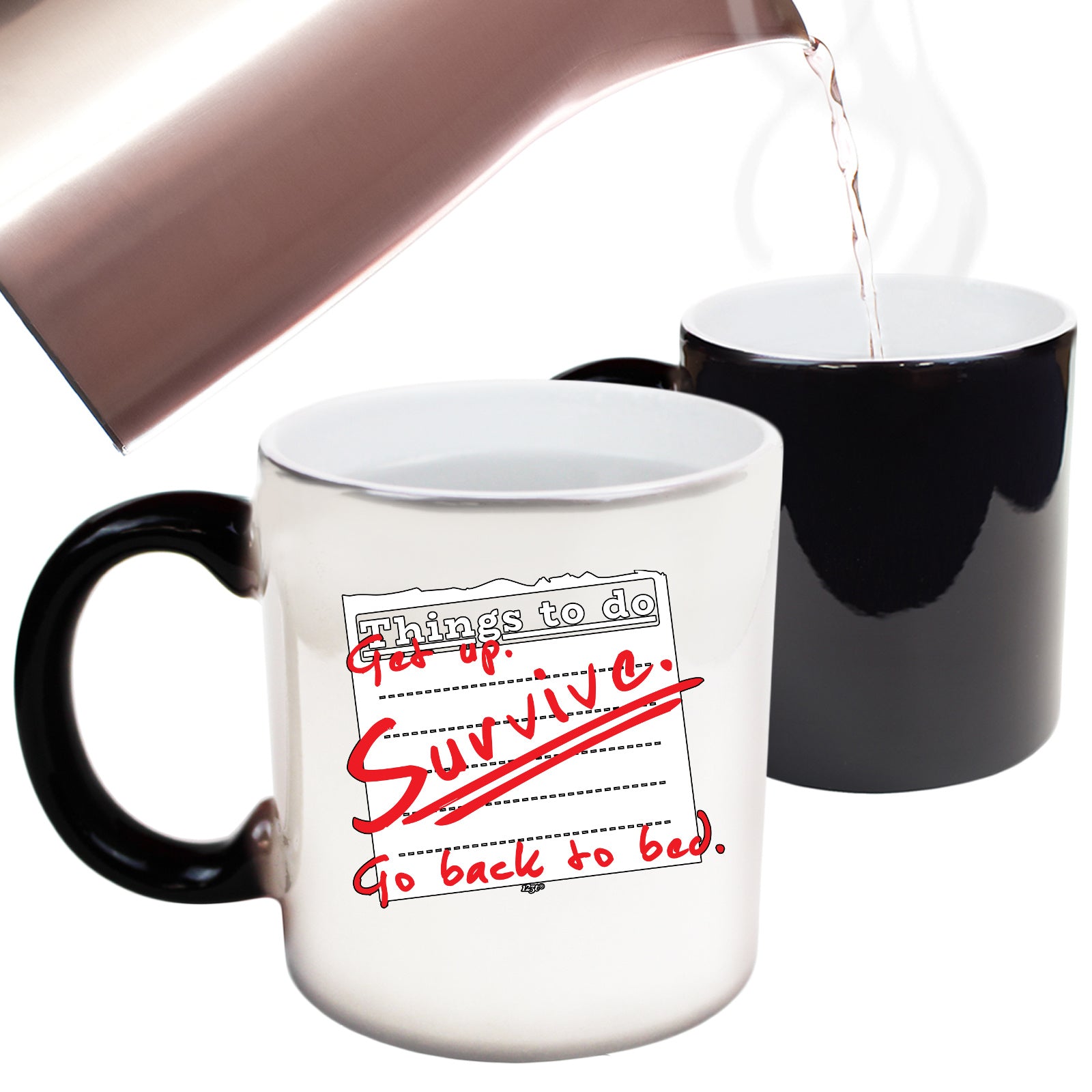 Thing To Do Get Up Survive Go Back To Bed - Funny Colour Changing Mug