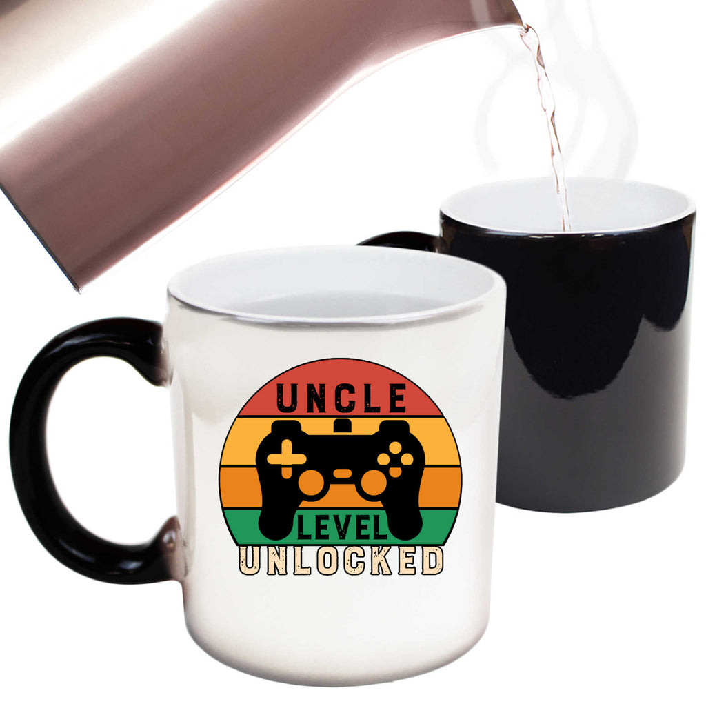 Uncle Level Unlocked Gamer Video Games - Funny Colour Changing Mug