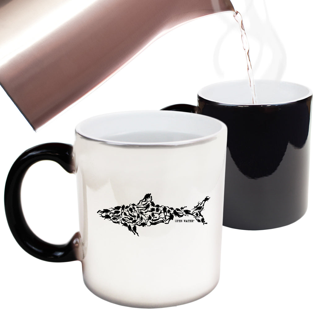 Shark Made Of Divers Scuba Diving Open Water - Funny Colour Changing Mug
