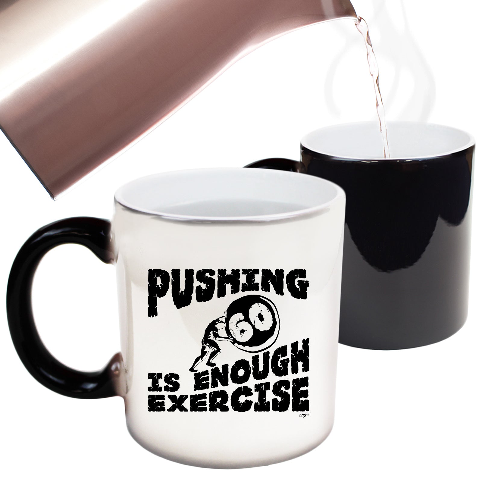 Pushing 60 Is Enough Exercise - Funny Colour Changing Mug