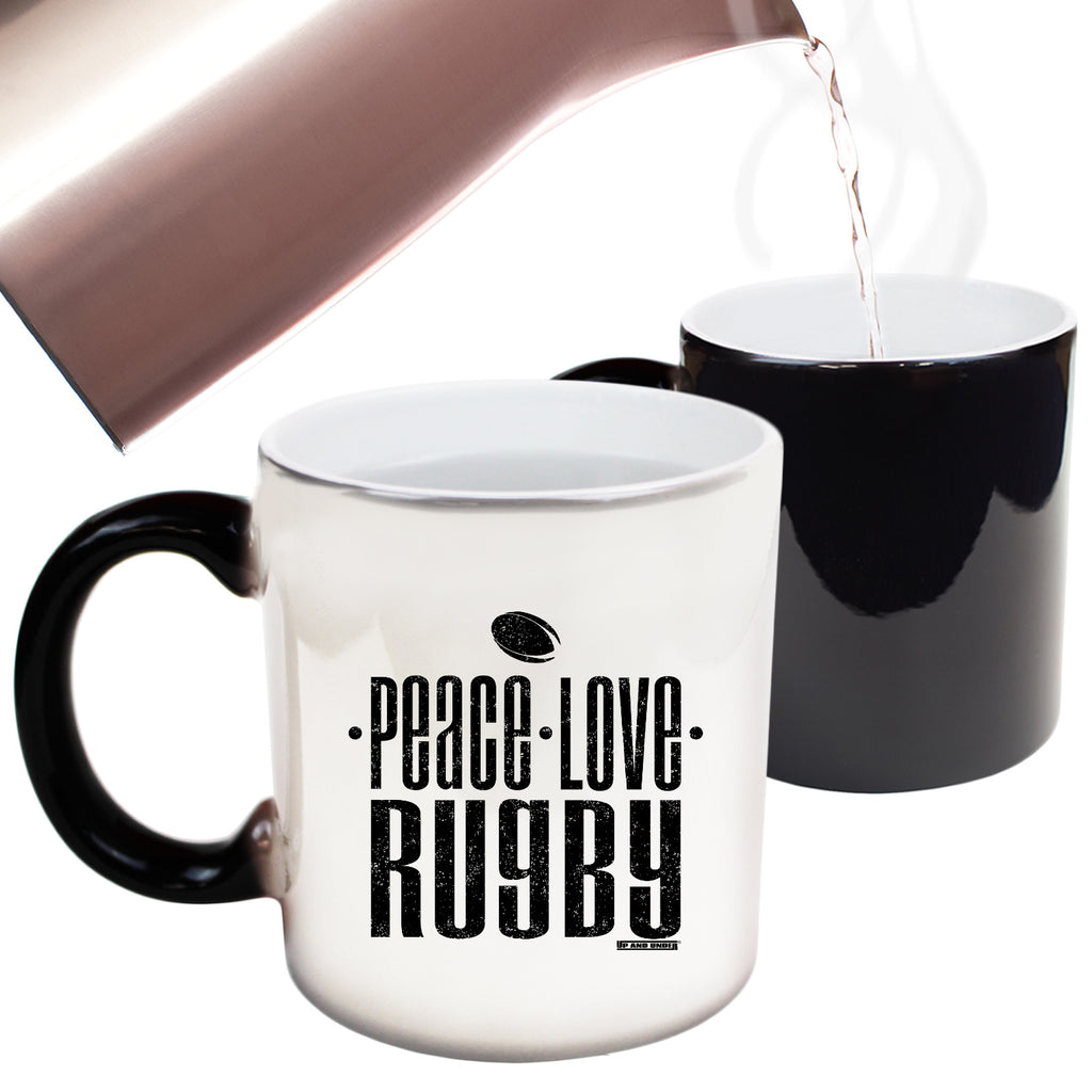 Uau Peace Love Rugby - Funny Colour Changing Mug