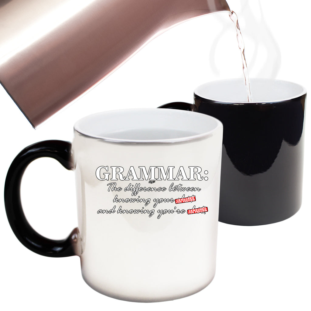 Grammer The Difference Between Knowing - Funny Colour Changing Mug Cup
