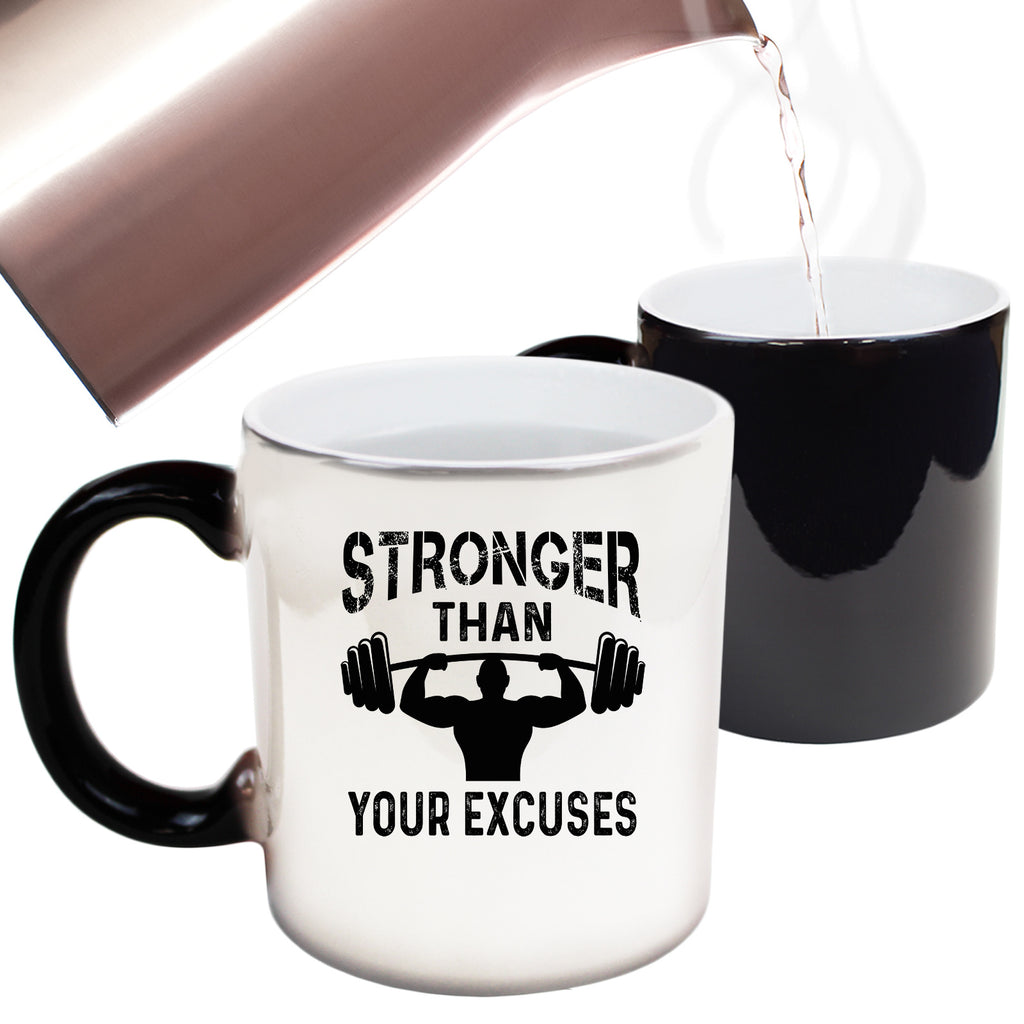 Stronger Than Your Excuses Gym Bodybuilding Weights - Funny Colour Changing Mug