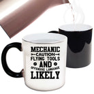 Mechanic Caution Flying Tool Offensive Language - Funny Colour Changing Mug