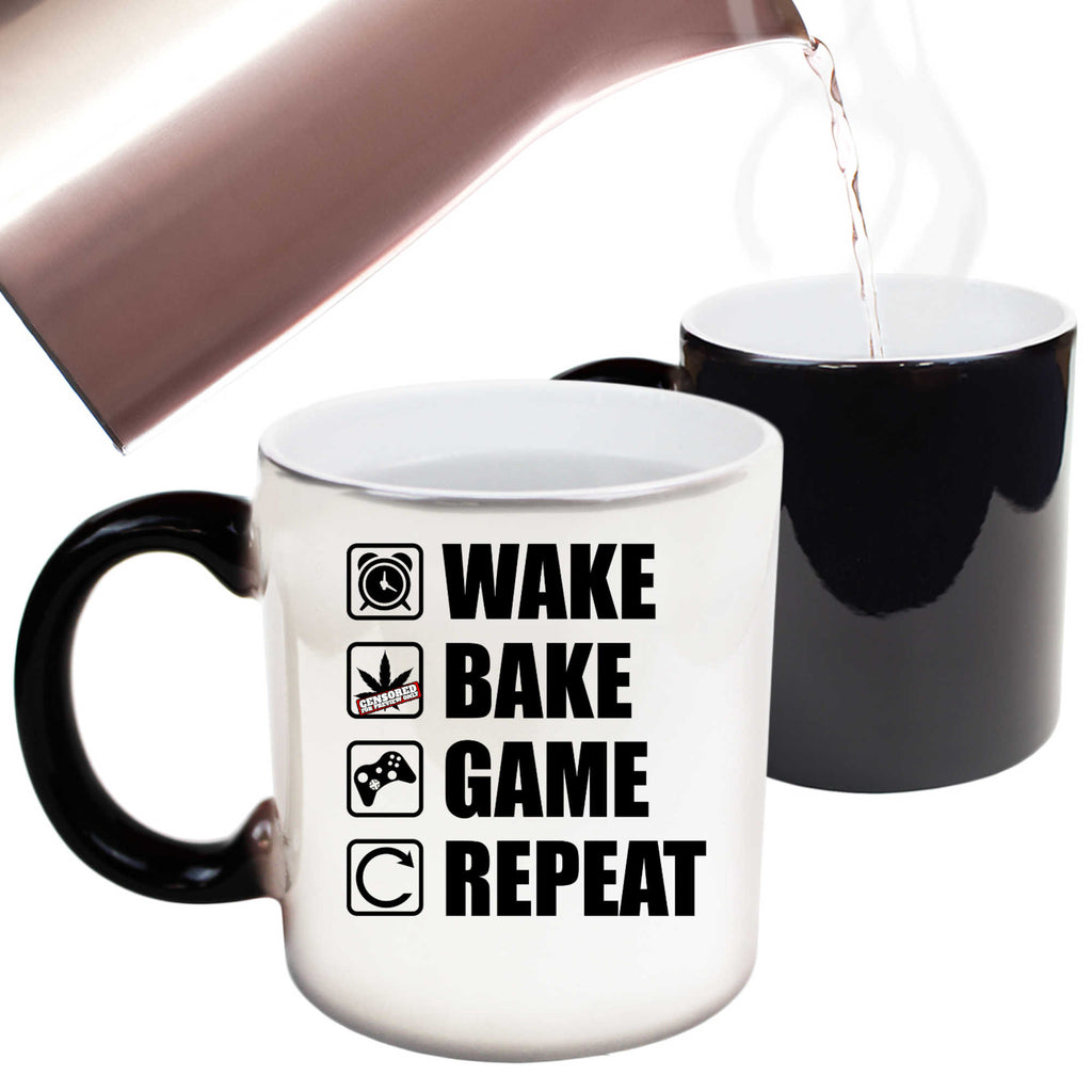 Wake Bake Game Repeat Gamer Games - Funny Colour Changing Mug
