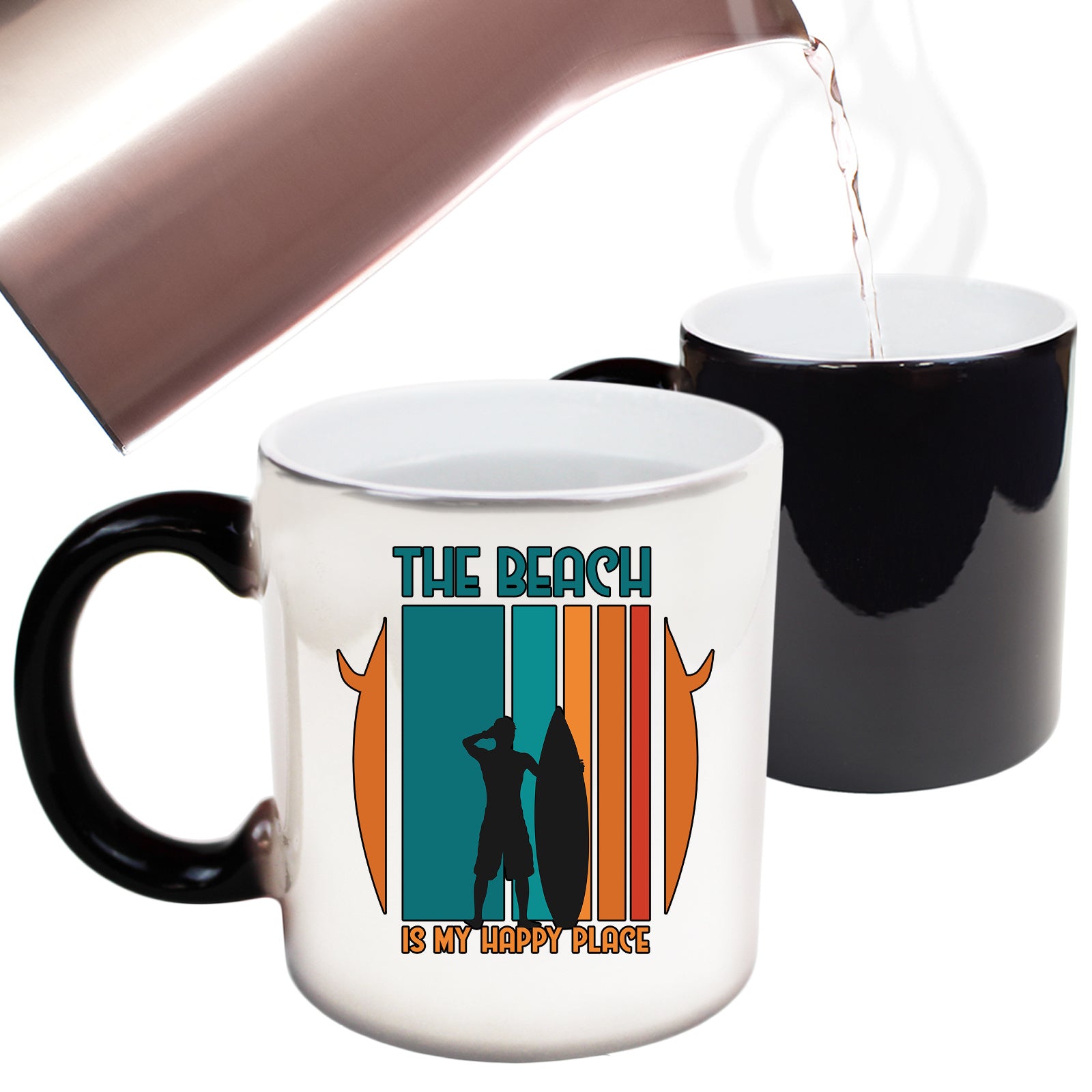 The Beach Is My Happyplace Surf Surfing - Funny Colour Changing Mug
