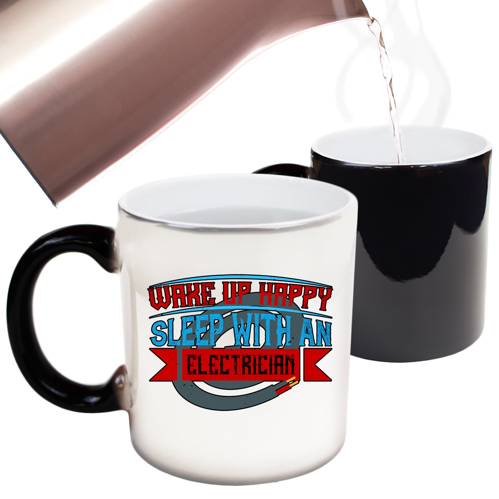 Wake Up Happy Sleep With An Electrician Sparky - Funny Colour Changing Mug