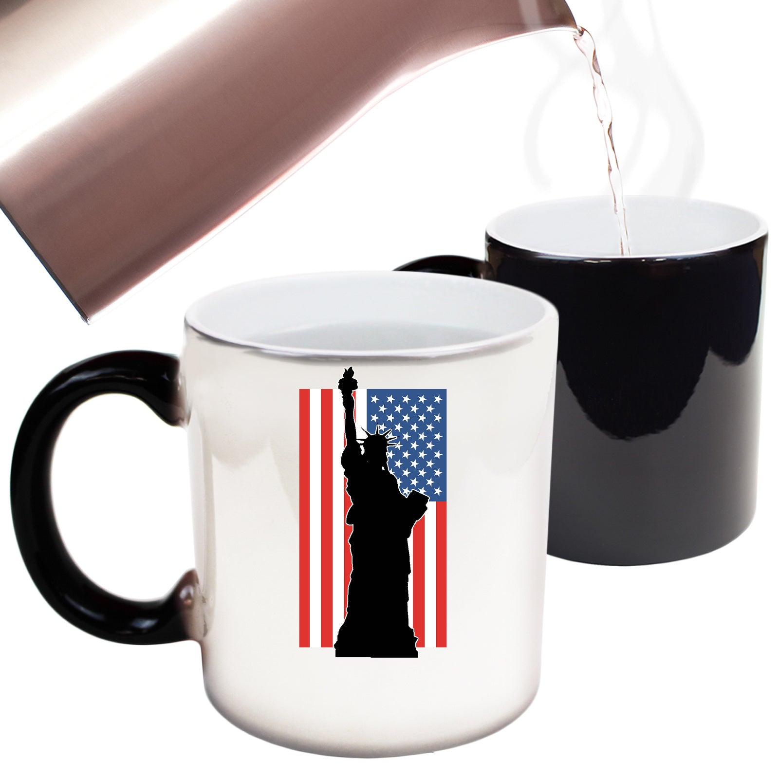 Statue Liberty New York Usa Flag - Funny Colour Changing Mug