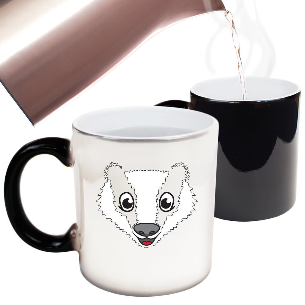 Badger Animal Face Ani Mates - Funny Colour Changing Mug Cup