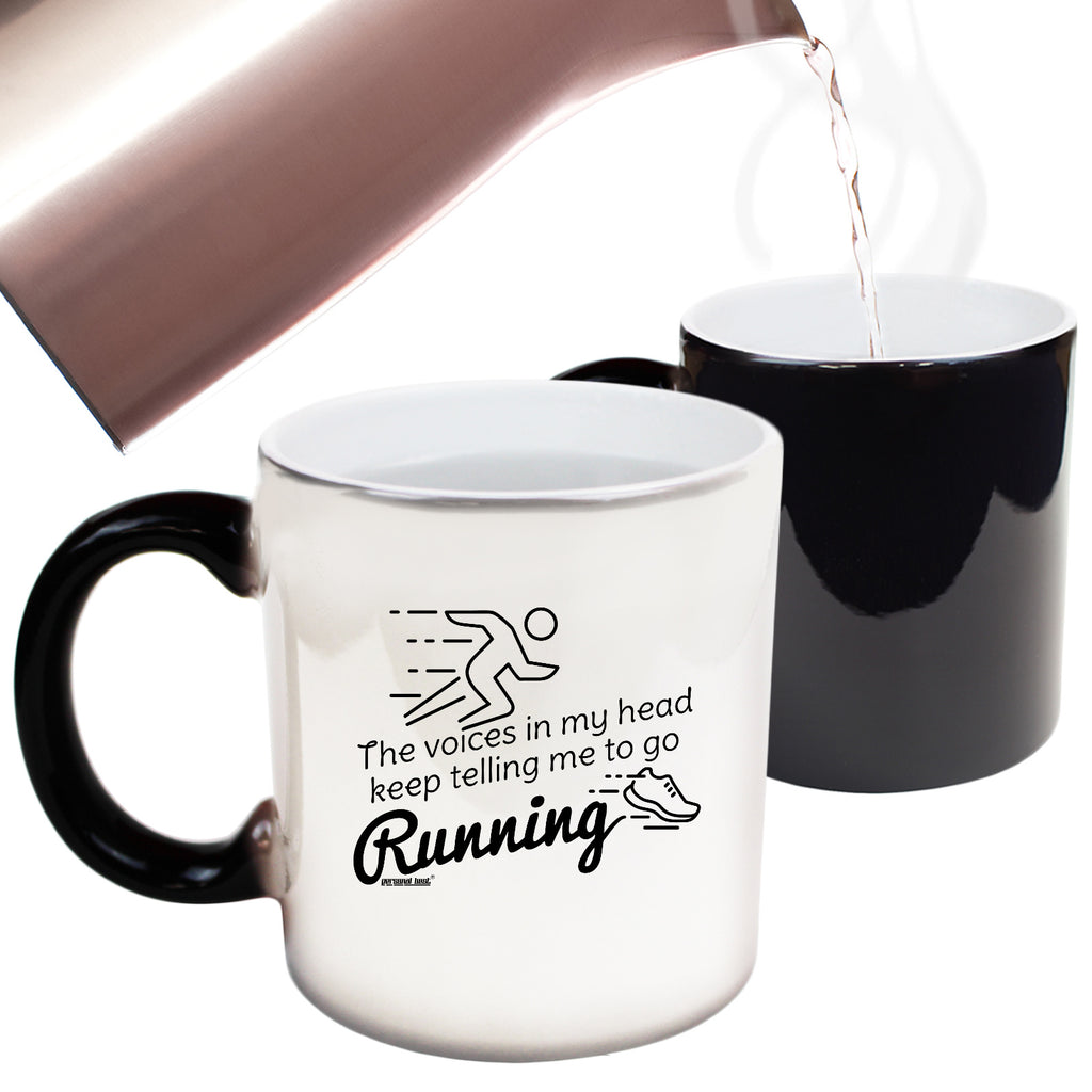 Pb The Voices In My Head Keep Telling Me To Go Running - Funny Colour Changing Mug