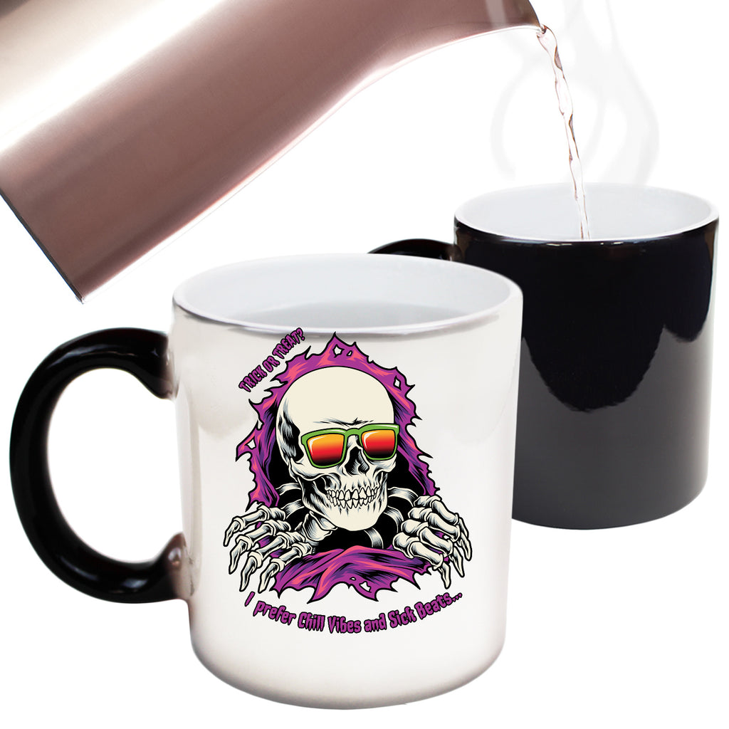 Skele Vibes And Sick Beats Halloween Trick Or Treat - Funny Colour Changing Mug
