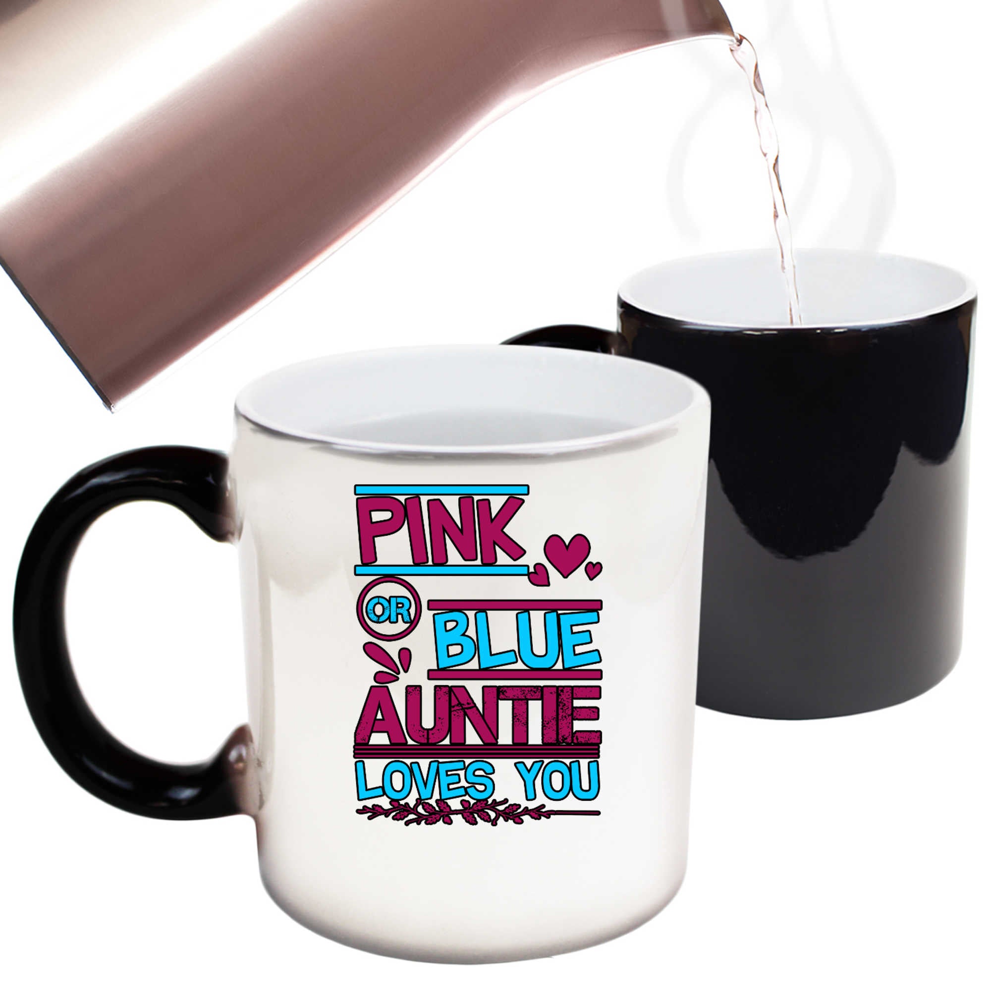 Pink Or Blue Auntie Loves You Aunt Boy Girl Newborn - Funny Colour Changing Mug