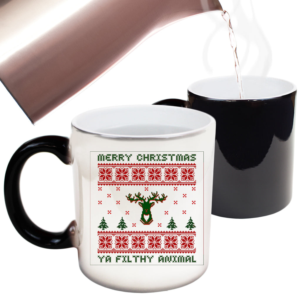 Merry Christmas Ya Filty Animal Jumper - Funny Colour Changing Mug