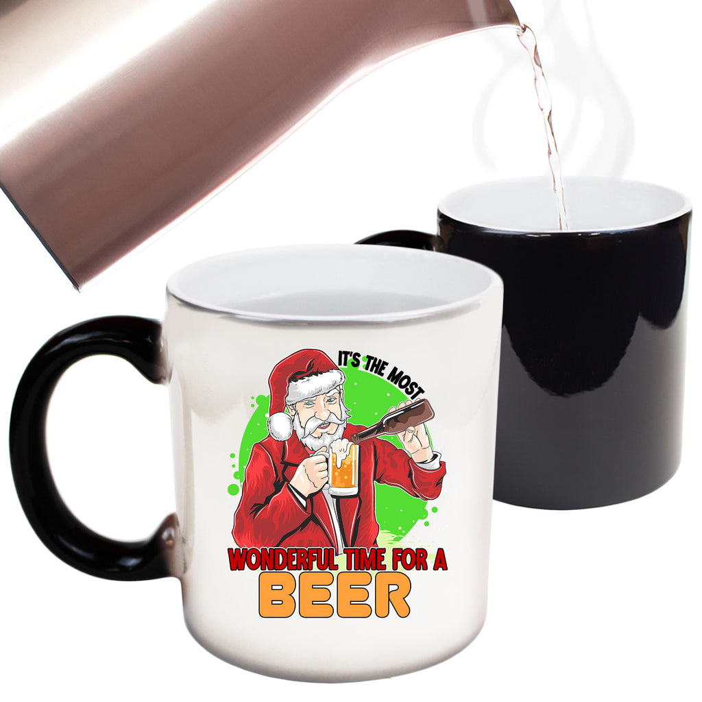 Most Wonderful Time For A Beer Christmas Xmas Santa - Funny Colour Changing Mug