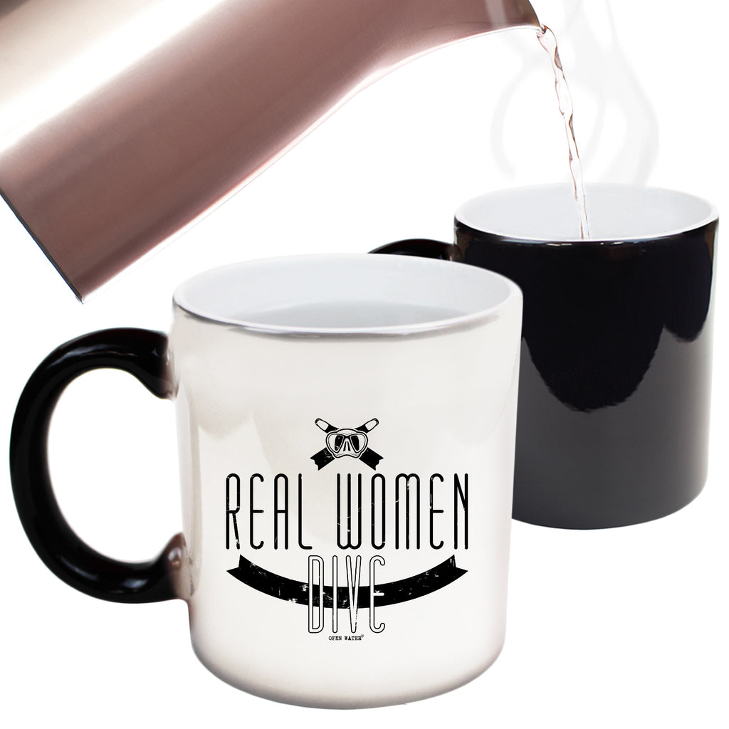 Ow Real Women Dive - Funny Colour Changing Mug