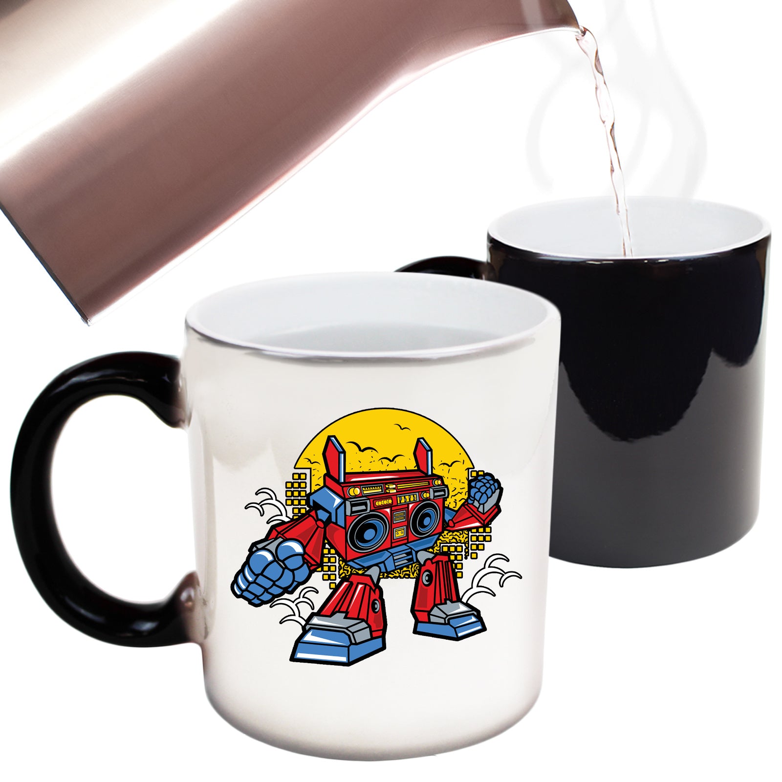 Boombox Robot Ghetto Blaster Retro - Funny Colour Changing Mug