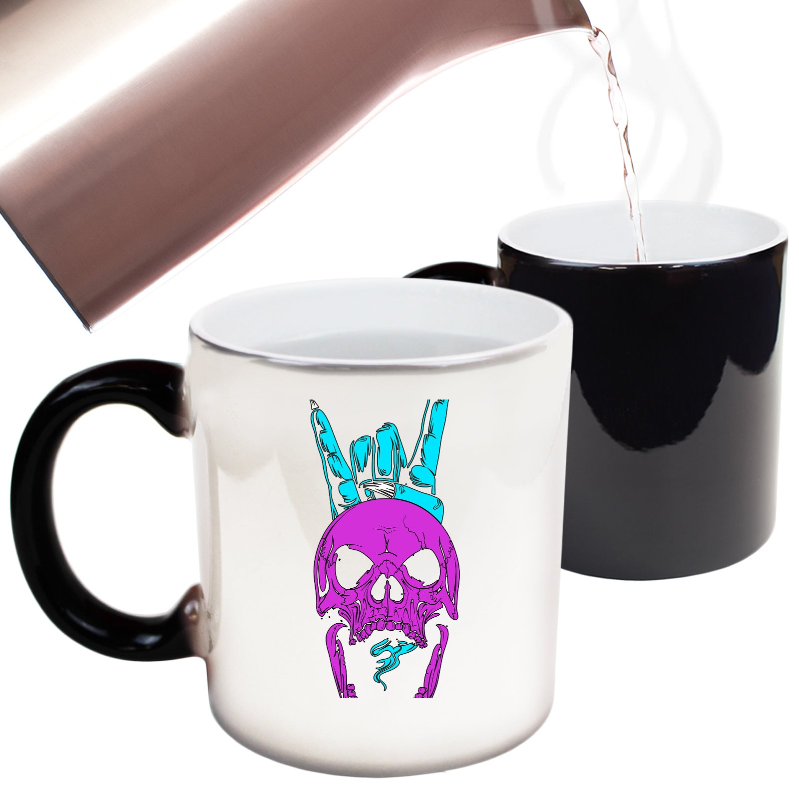 Skull Finger Horns Peace - Funny Colour Changing Mug