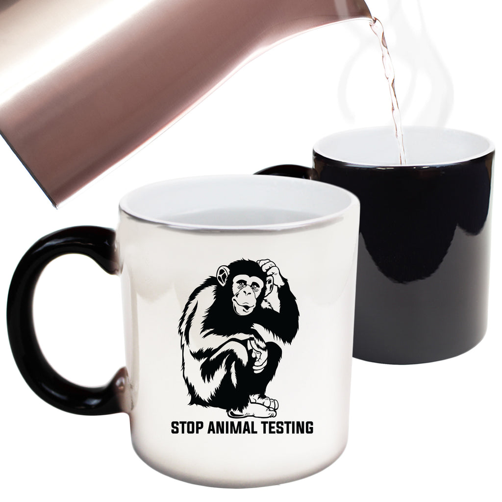 Stop Testing Animals Monkey - Funny Colour Changing Mug