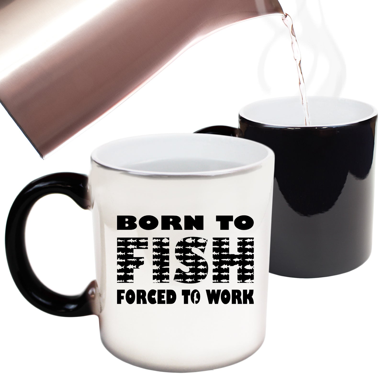 Born To Fish Forced To Work - Funny Colour Changing Mug