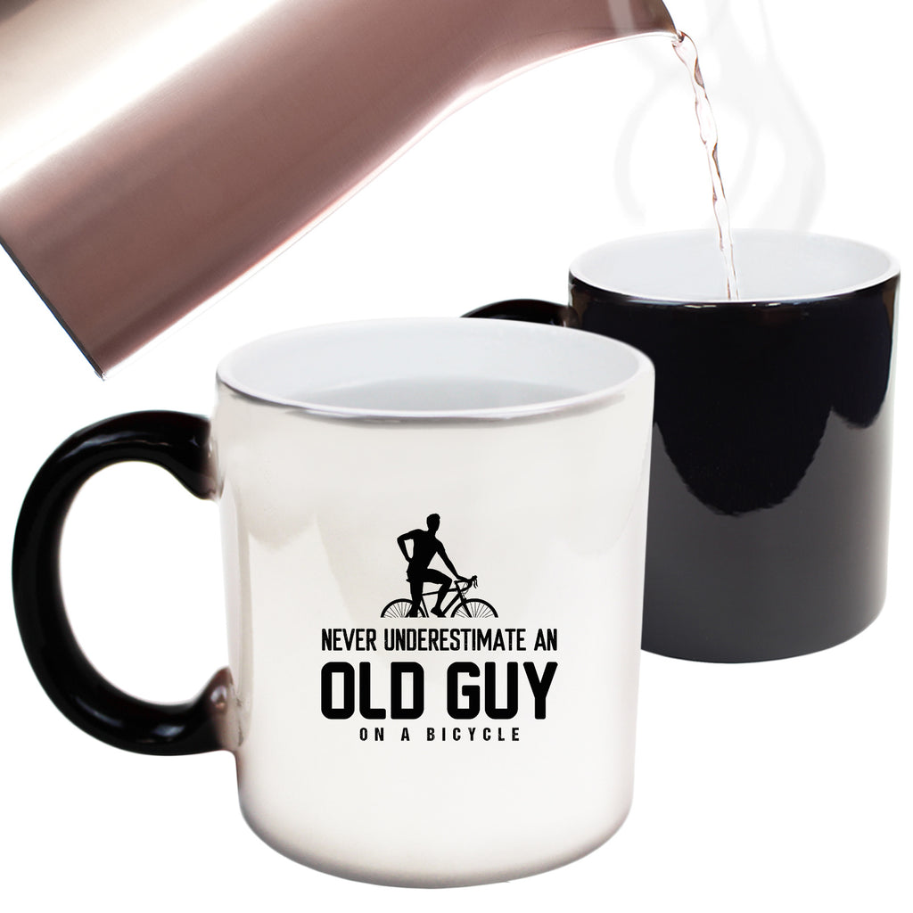 Never Underestimate Old Guy On A Bicycle Cycling Bike - Funny Colour Changing Mug