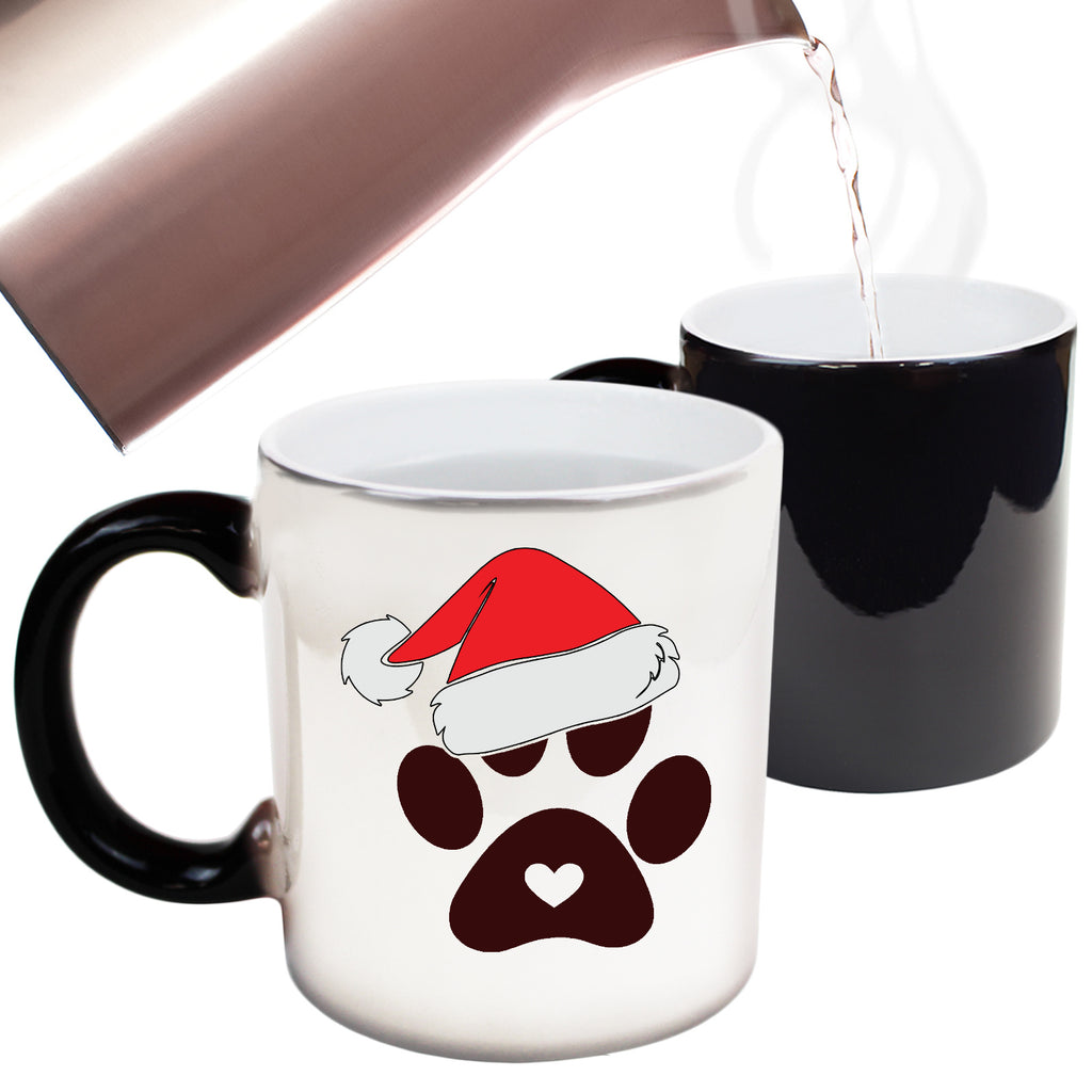 Paw Print Santa Christmas Hat Dog - Funny Colour Changing Mug