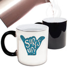 Surfs Up Surf Surfing Ok Hand - Funny Colour Changing Mug