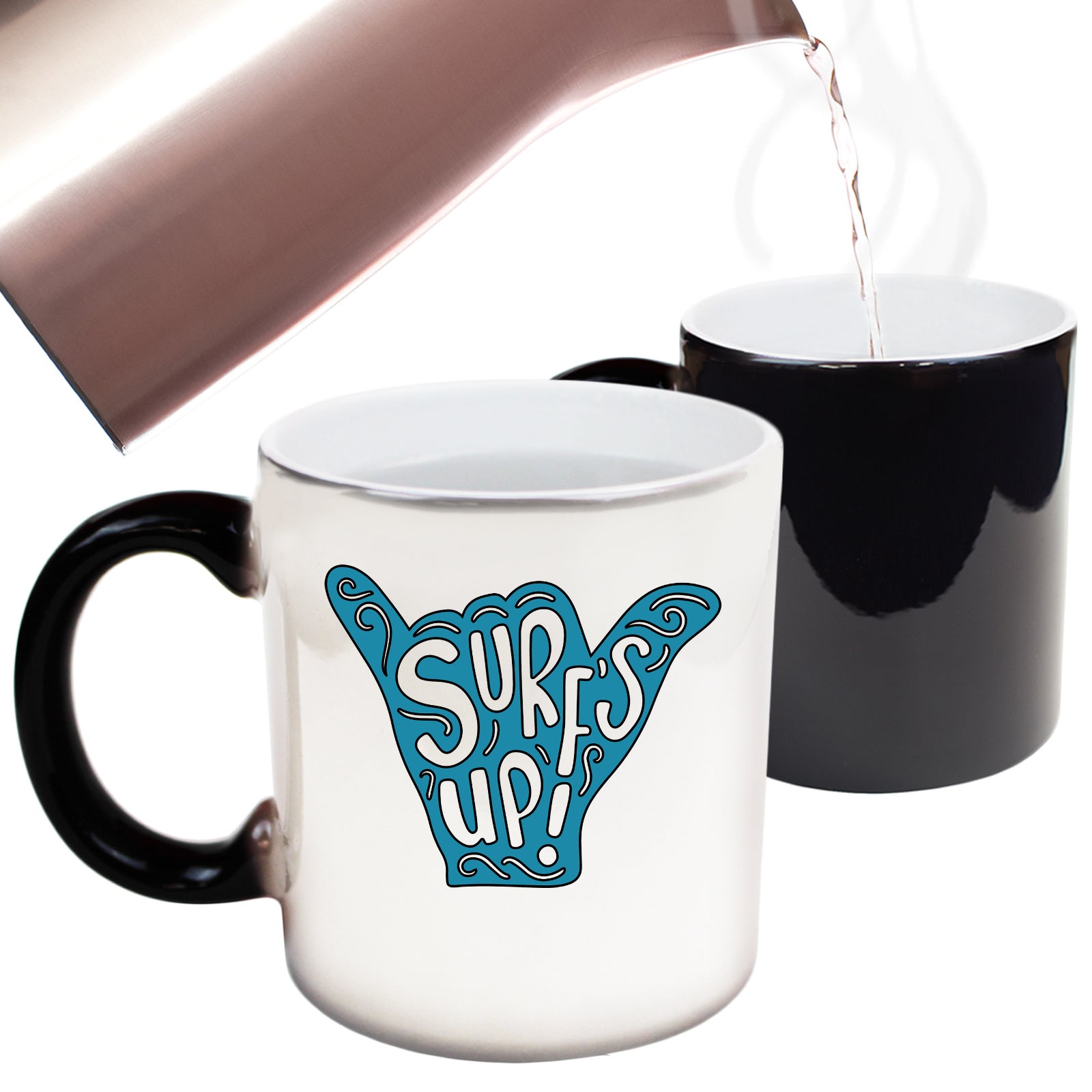 Surfs Up Surf Surfing Ok Hand - Funny Colour Changing Mug