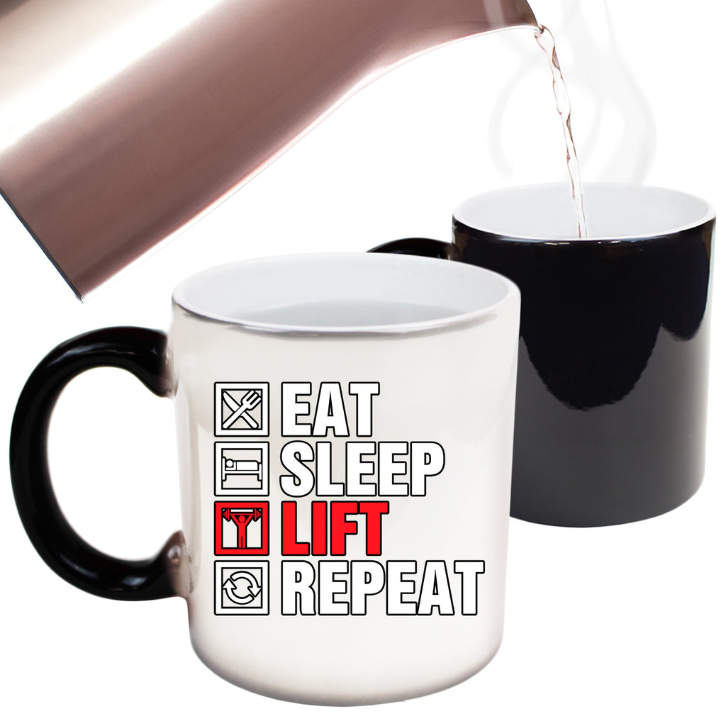 Eat Sleep Lift Repeat Gym Bodybuilding Weights - Funny Colour Changing Mug