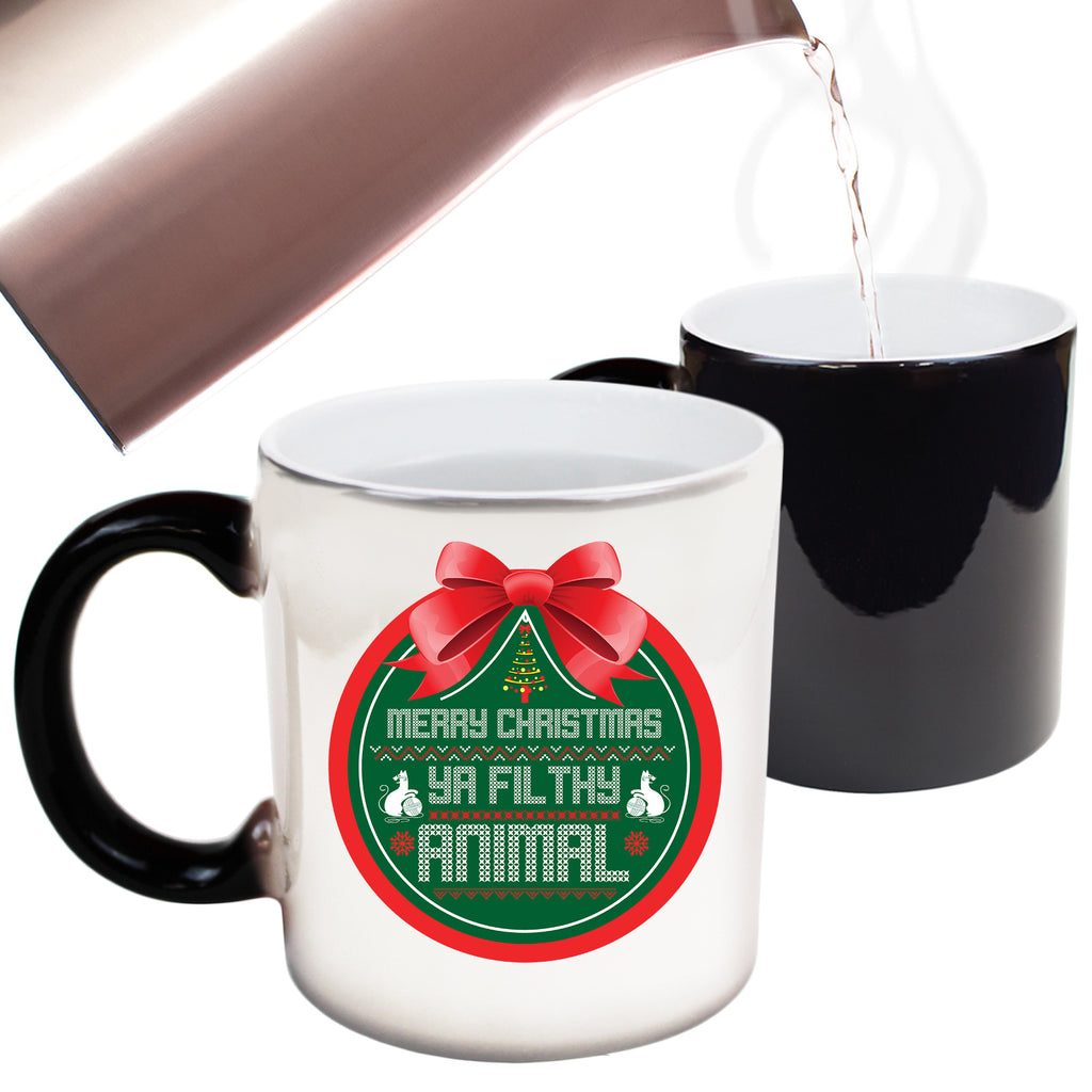 Merry Christmas Ya Filthy Animal Bauble - Funny Colour Changing Mug