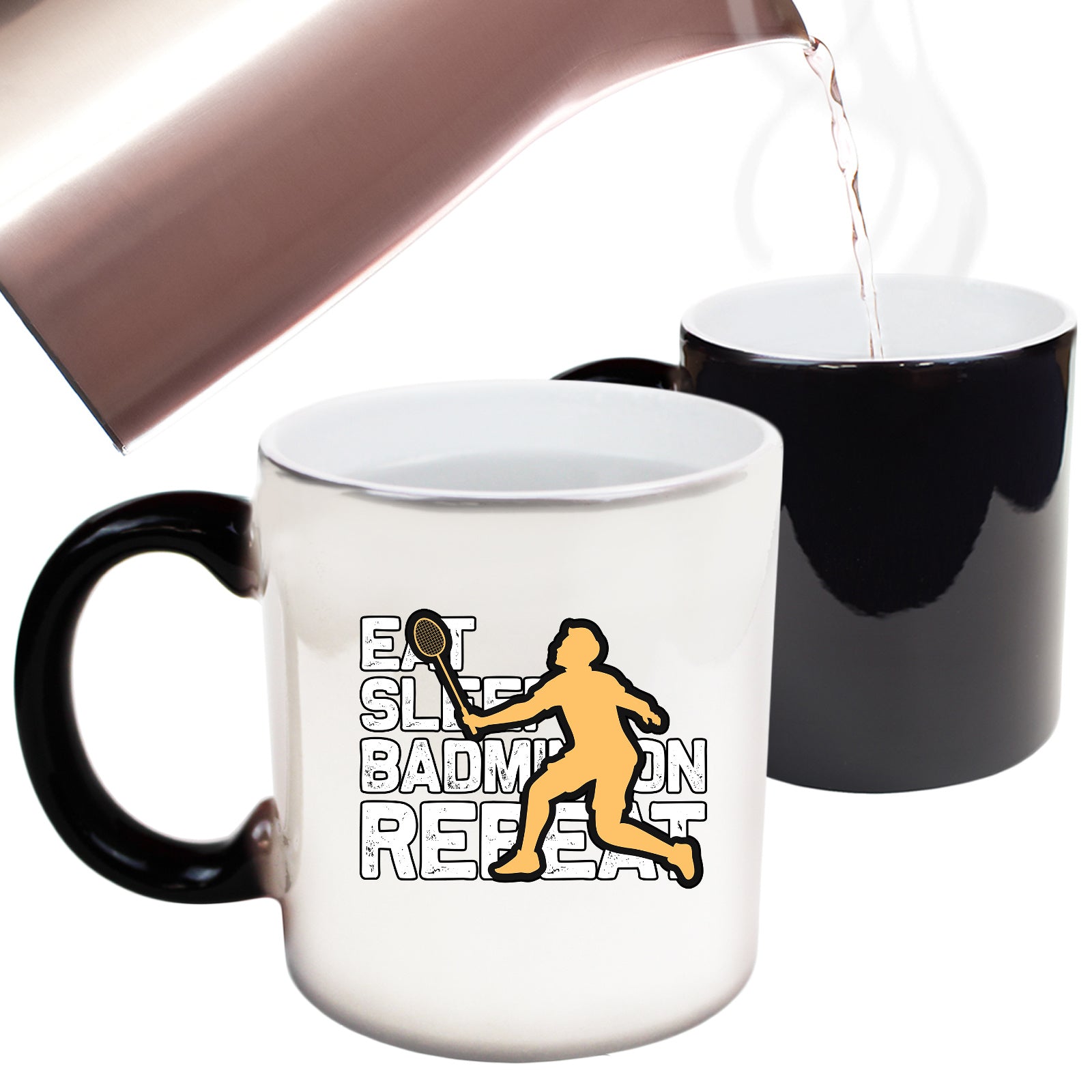 Eat Sleep Badminton Repeat - Funny Colour Changing Mug