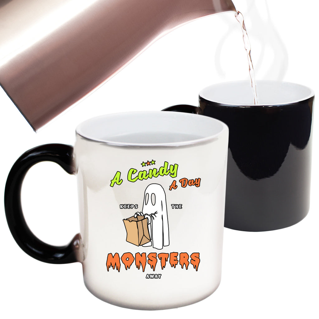 Halloween Candy A Day Keeps The Monsters Away - Funny Colour Changing Mug
