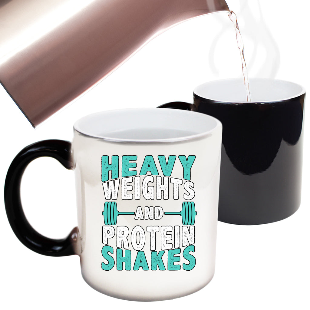 Heavy Weights And Protein Shakes Gym Bodybuilding - Funny Colour Changing Mug