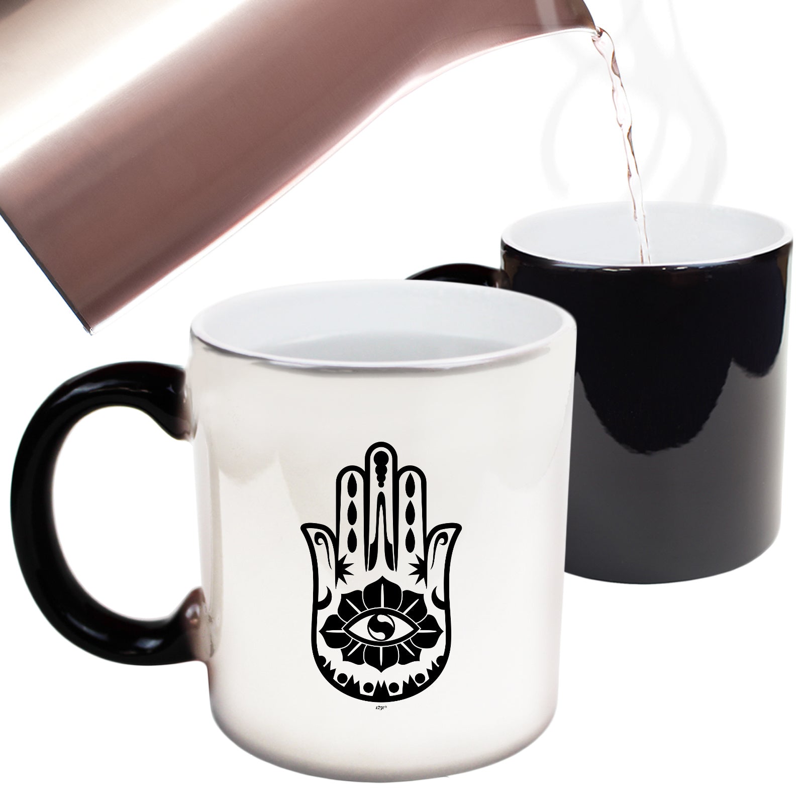 Festival Palm Hand Flower Eye White - Funny Colour Changing Mug Cup
