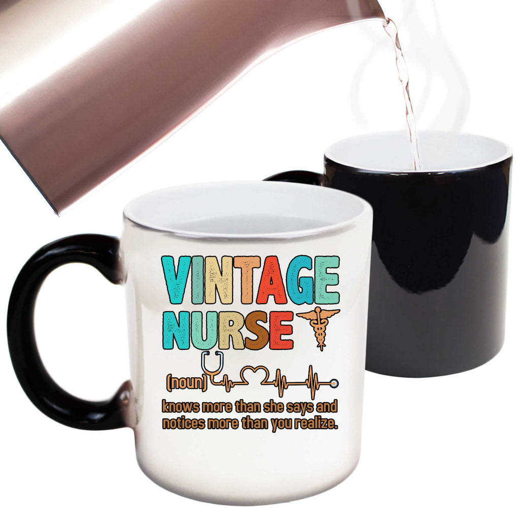 Vintage Nurse Noun Knows More - Funny Colour Changing Mug