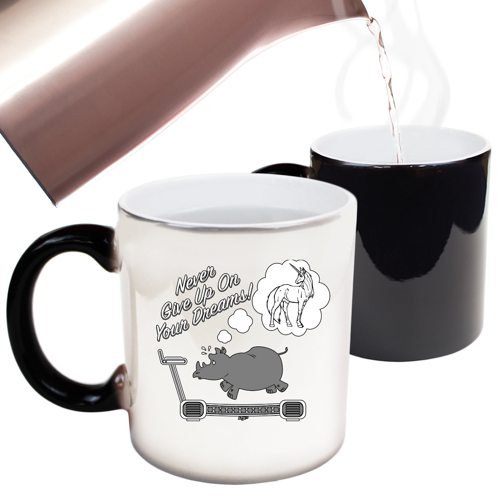 Never Give Up On Your Dreams Rhino - Funny Colour Changing Mug