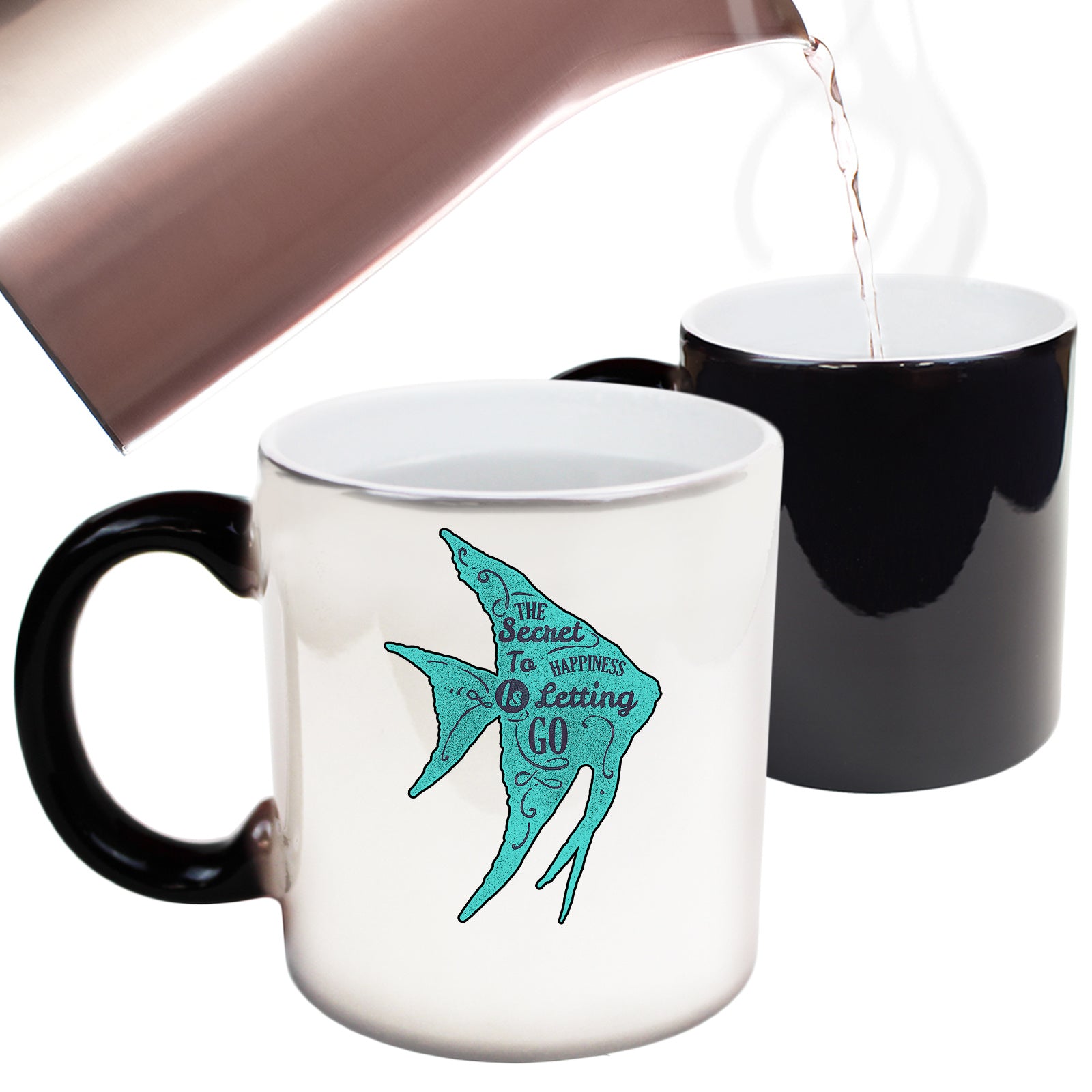 The Secret To Happiness Is Letting Go Fish - Funny Colour Changing Mug