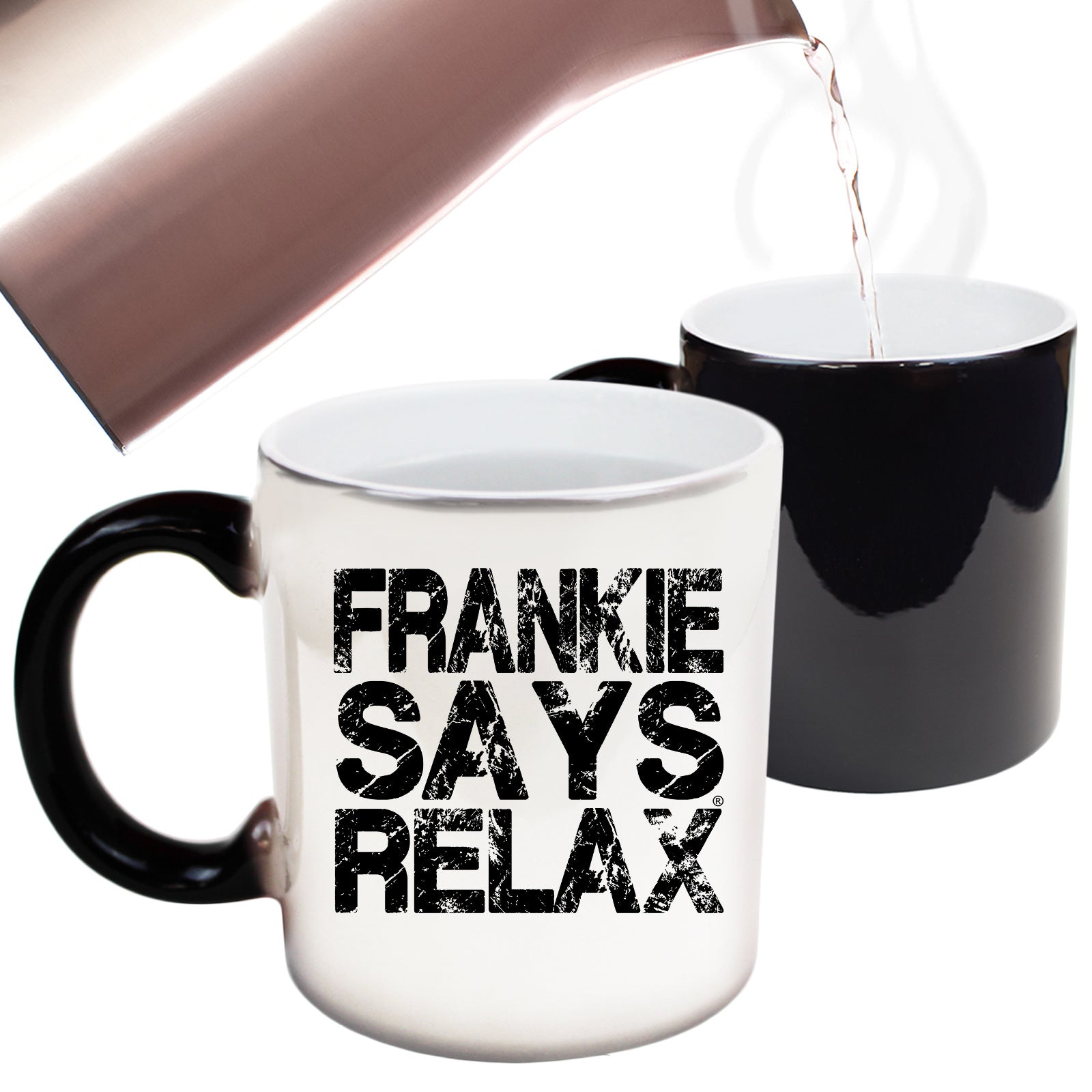 Frankie Says Relax 80S Retro Distress Black - Funny Colour Changing Mug