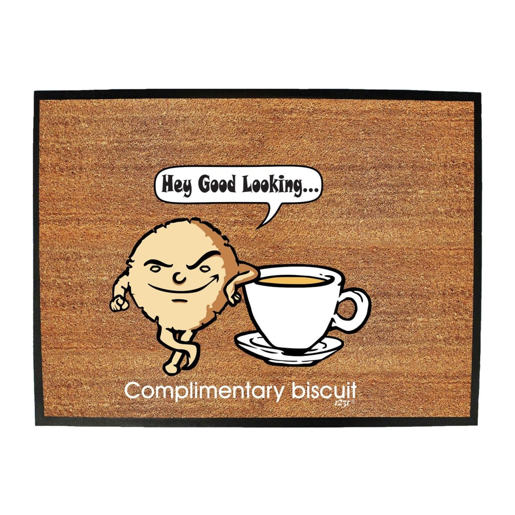 Complimentary Biscuit Coffee - Funny Novelty Doormat Man Cave Floor mat - 123t Australia | Funny T-Shirts Mugs Novelty Gifts