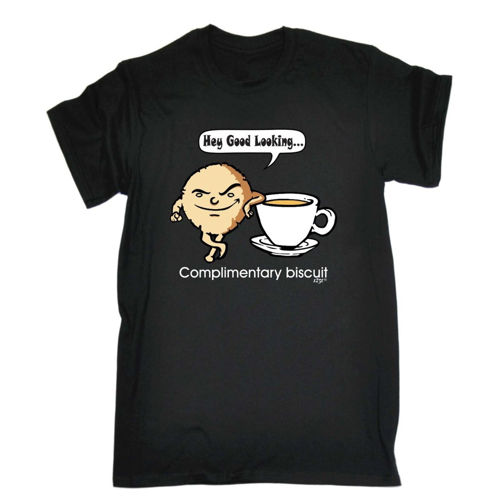 Complimentary Biscuit Coffee - Mens Funny Novelty T-Shirt Tshirts BLACK T Shirt - 123t Australia | Funny T-Shirts Mugs Novelty Gifts
