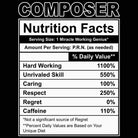 Composer Nutrition Facts - Mens Funny T-Shirt Tshirts - 123t Australia | Funny T-Shirts Mugs Novelty Gifts
