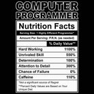 Computer Programmer Nutrition Facts - Mens Funny T-Shirt Tshirts - 123t Australia | Funny T-Shirts Mugs Novelty Gifts