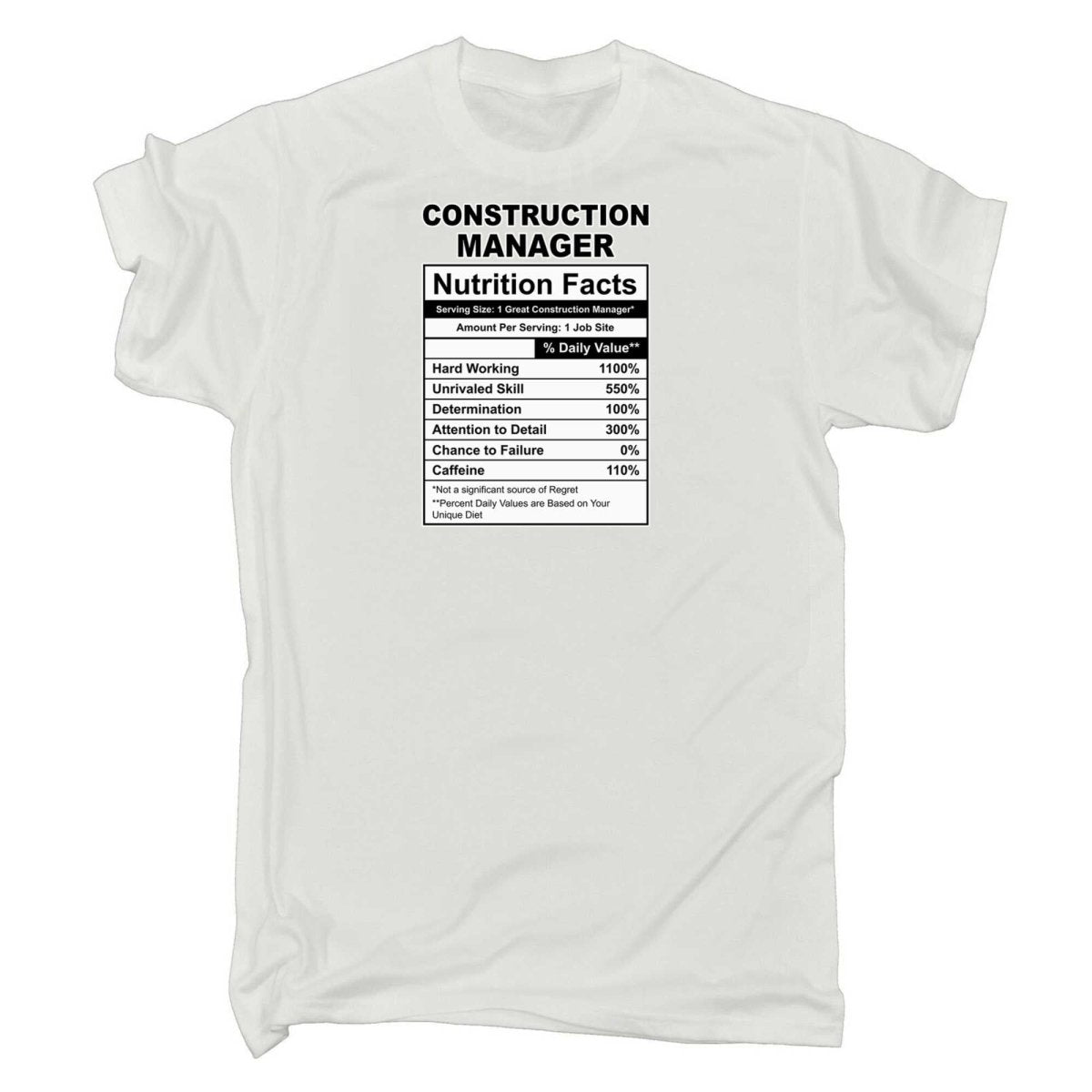 Construction Manager Nutrition Facts - Mens Funny T-Shirt Tshirts - 123t Australia | Funny T-Shirts Mugs Novelty Gifts