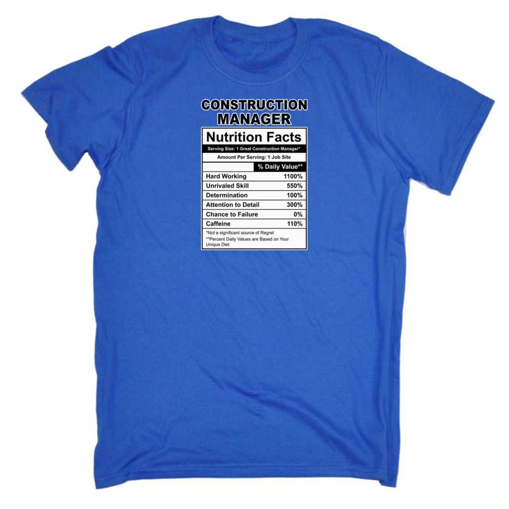 Construction Manager Nutrition Facts - Mens Funny T-Shirt Tshirts - 123t Australia | Funny T-Shirts Mugs Novelty Gifts